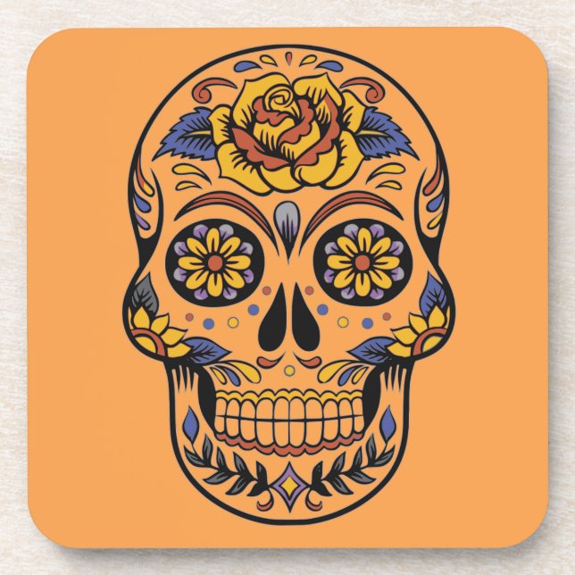 Mexican skull day of the dead coaster (Front)