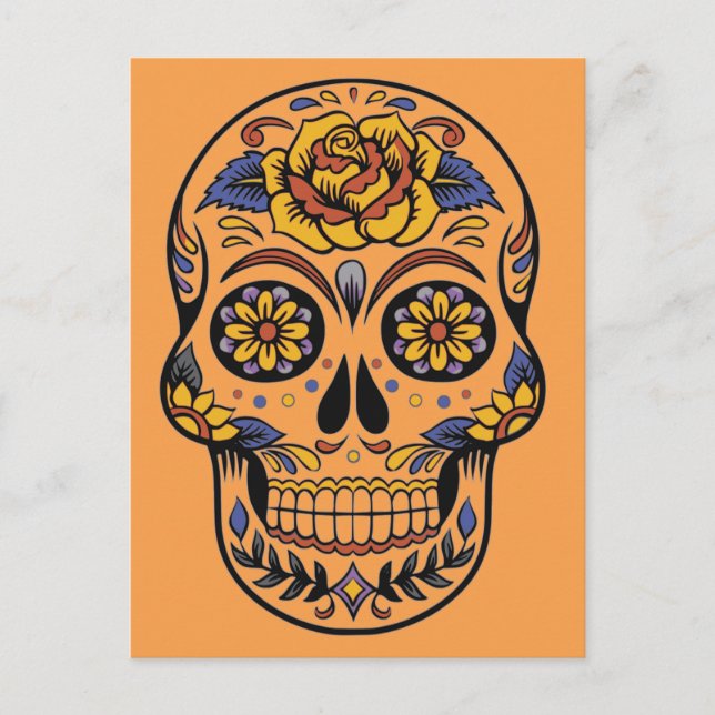 Mexican skull day of the dead postcard (Front)