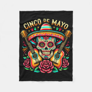 Mexican Skull Fiesta 5 De Mayo Cinco De Mayo Mem W Fleece Blanket