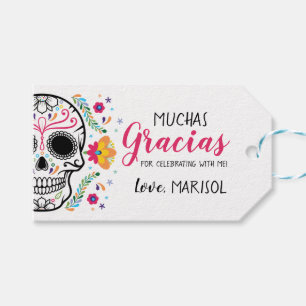 Mexican Skull Floral Fiesta Party Favour Tags