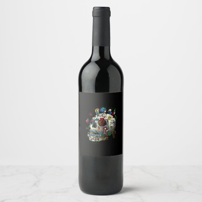mexican skull lottery wine label (Front)