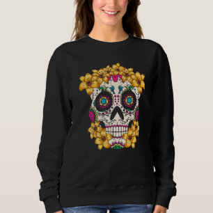 Mexican Skull With Flowers For The Day Of The Dead Sweatshirt