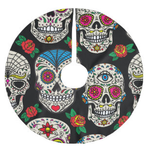 Mexican Skulls & Roses: Vintage Design Brushed Polyester Tree Skirt