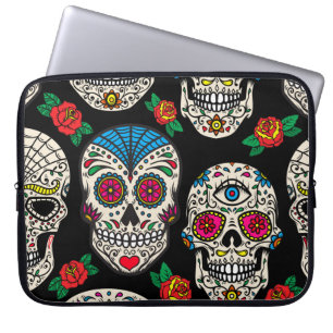 Mexican Skulls & Roses: Vintage Design Laptop Sleeve