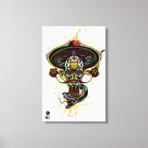 Mexican skulls skulls skulls skull tatt canvas print