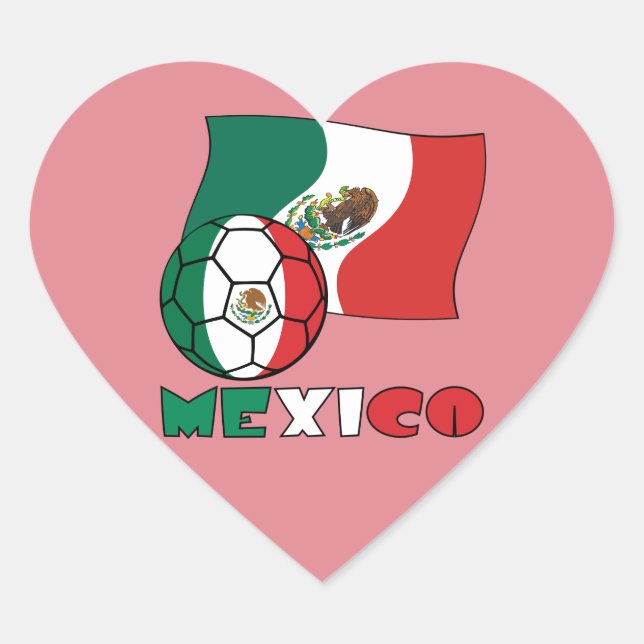 Mexican Soccer Ball Heart Sticker (Front)
