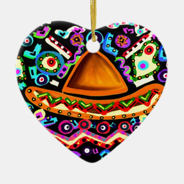 Mexican Sombrero Ceramic Tree Decoration (Front)