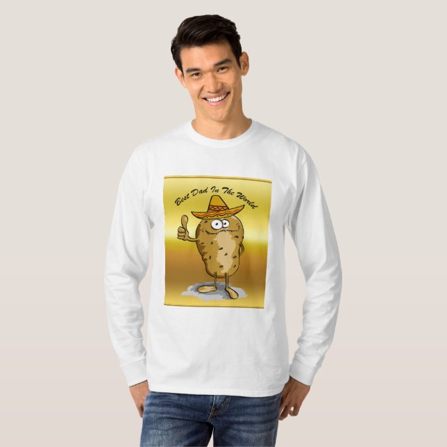 Mexican sombrero hats potato character T-Shirt (Front Full)