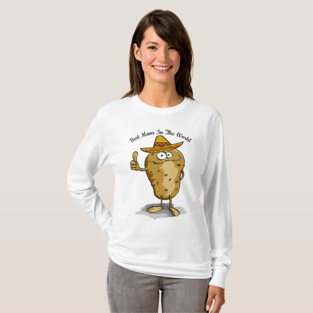 Mexican sombrero hats potato design T-Shirt (Front Full)
