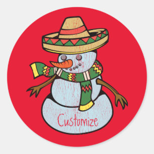 Mexican Sombrero Santa Thunder_Cove Classic Round Sticker