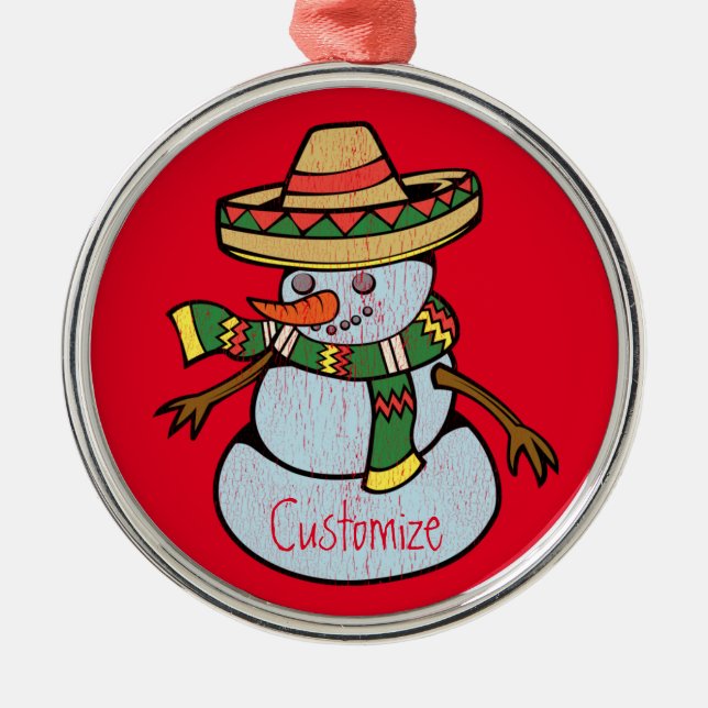 Mexican Sombrero Santa Thunder_Cove Metal Tree Decoration (Front)