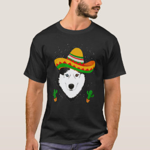 Mexican Sombrero Wearing Siberian Husky Cinco De M T-Shirt