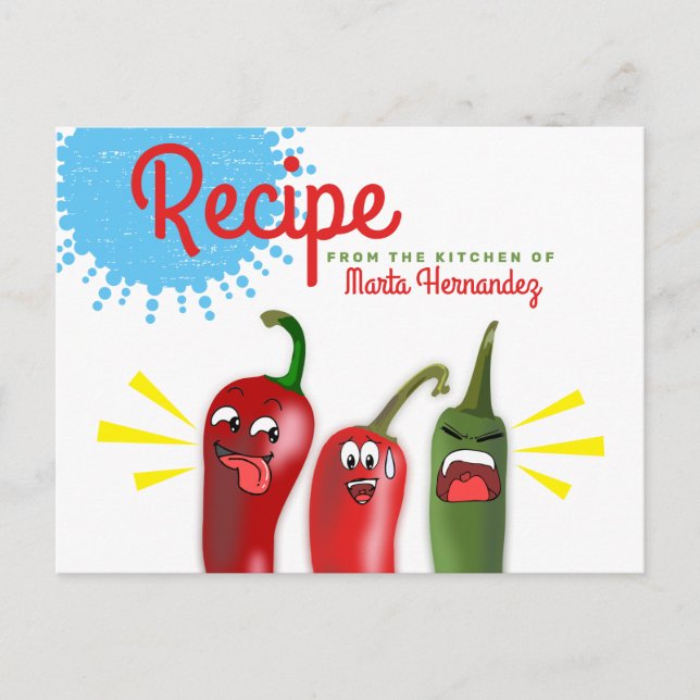 Mexican southwest chilli chile peppers recipe postcard (Front)