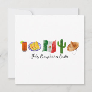 Mexican Spanish Happy Birthday, Feliz Cumpleanos Holiday Card