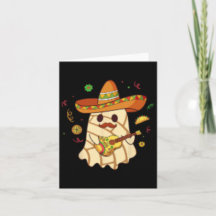 Mexican Spooky Ghost Play Guitar Conchas Pan Dulce Card