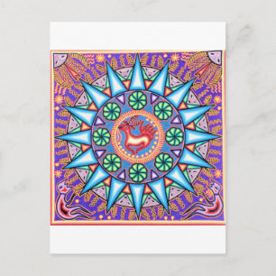 Mexican String Art Geometric Sun Postcard