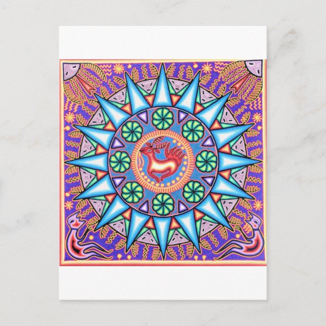 Mexican String Art Geometric Sun Postcard (Front)