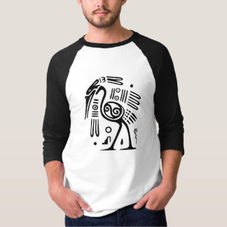 Mexican Style Art Aztec Black Waterbird T-Shirt