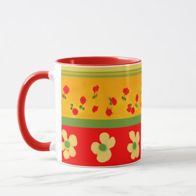 Mexican Style Bold Bright Colours Mug (Left)