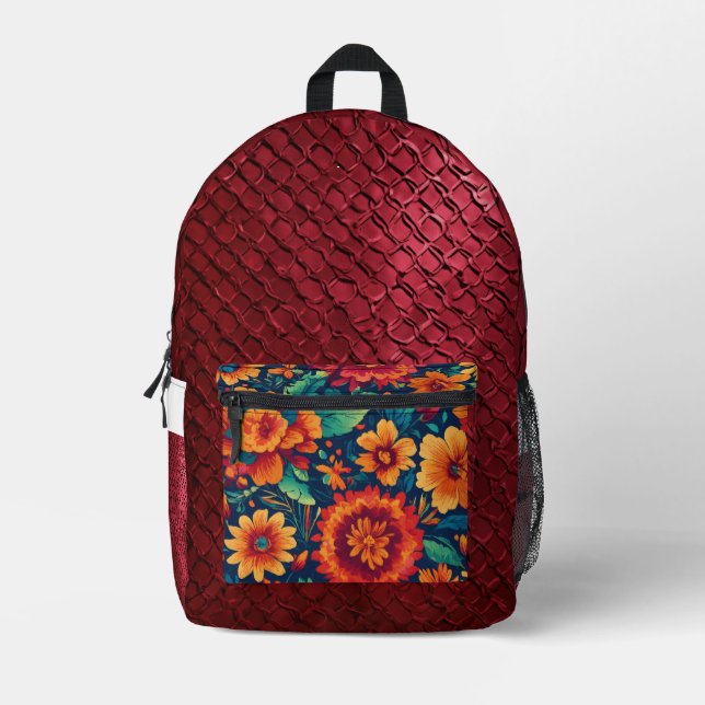 Mexican‑Style Burgundy Floral, print cut sew bag (Front)