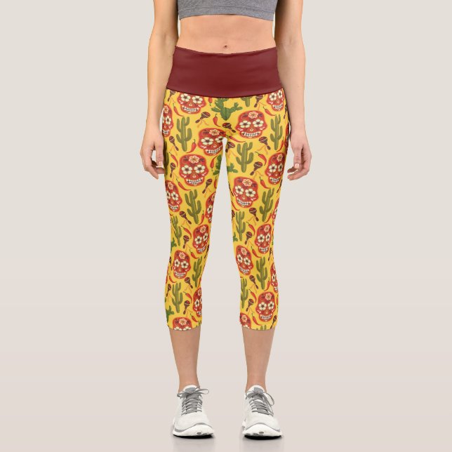 MEXICAN STYLE PATTERN High Waisted Capris (Front)