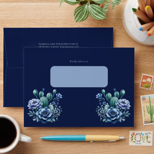 Mexican Style Quinceañera Blue Envelope (Desk)
