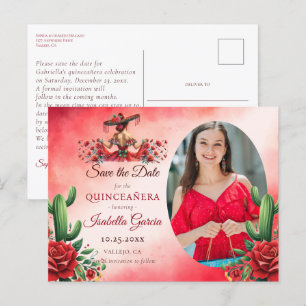 Mexican Style Quinceañera Save the Date Postcard