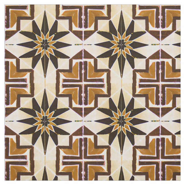 Mexican Style Simulated Mosaic Neutral Browns Fabric (Swatch)