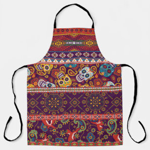Mexican style traditional fabric patchwork abstrac apron