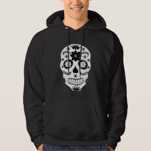Mexican Sugar Skull 2 Black And White Hoodie