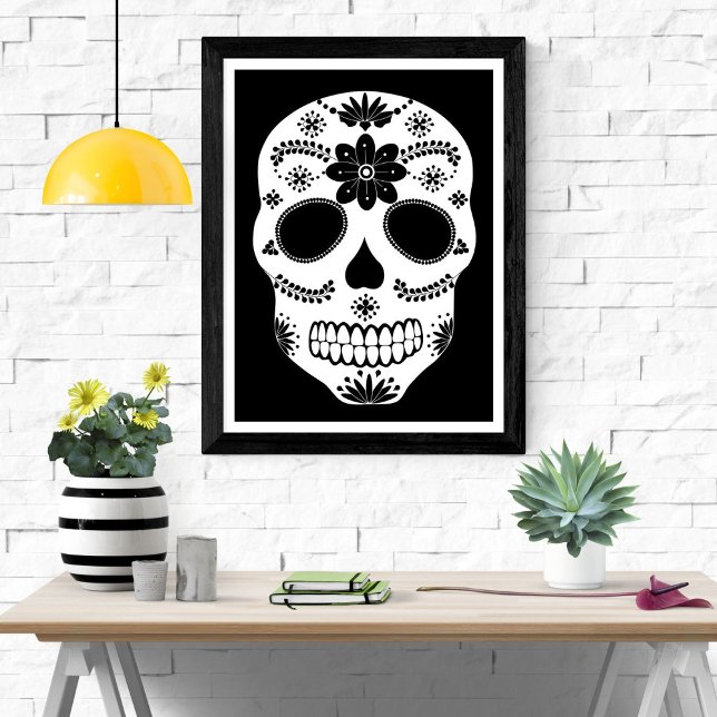 Mexican Sugar Skull Black And White Poster (Creator Uploaded)