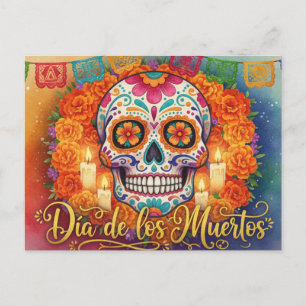 Mexican Sugar Skull Day of the Dead Postcard