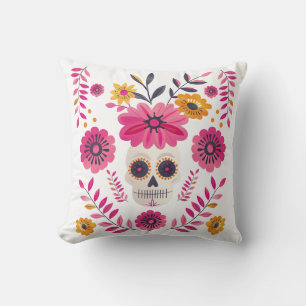 Mexican Sugar Skull Floral Cinco de Mayo Cushion