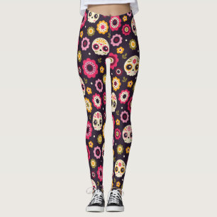 Mexican Sugar Skull Floral Pattern Leggings