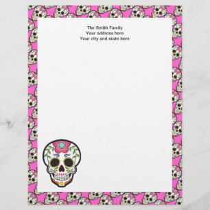Mexican Sugar Skull Personalized Letterhead