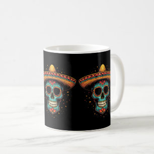 Mexican Sugar Skull Sombrero – Día de los Muertos Coffee Mug