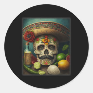 Mexican Sugar Skull Tequila Sombrero Cinco De Mayo Classic Round Sticker