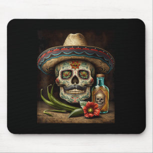 Mexican Sugar Skull Tequila Sombrero Cinco De Mayo Mouse Mat