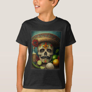 Mexican Sugar Skull Tequila Sombrero Cinco De Mayo T-Shirt