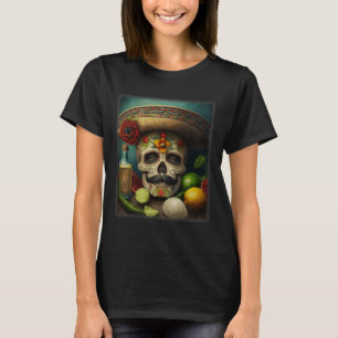 Mexican Sugar Skull Tequila Sombrero Cinco De Mayo T-Shirt