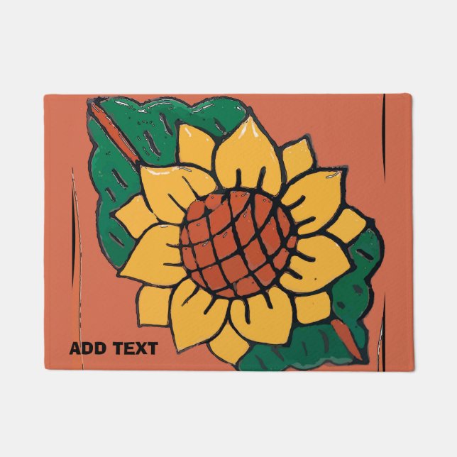 Mexican Sun Flower Tile  Style Country Floor Mat (Front)
