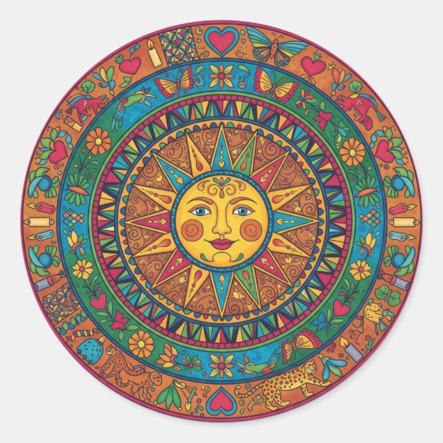 Mexican Sun  Magnet Classic Round Sticker (Front)
