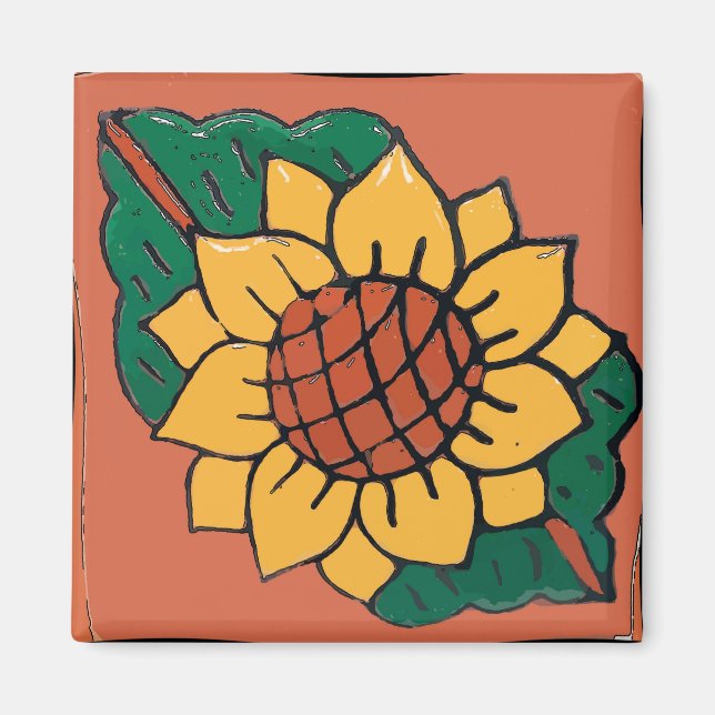 Mexican Sunflower Tile Magnet (Front)