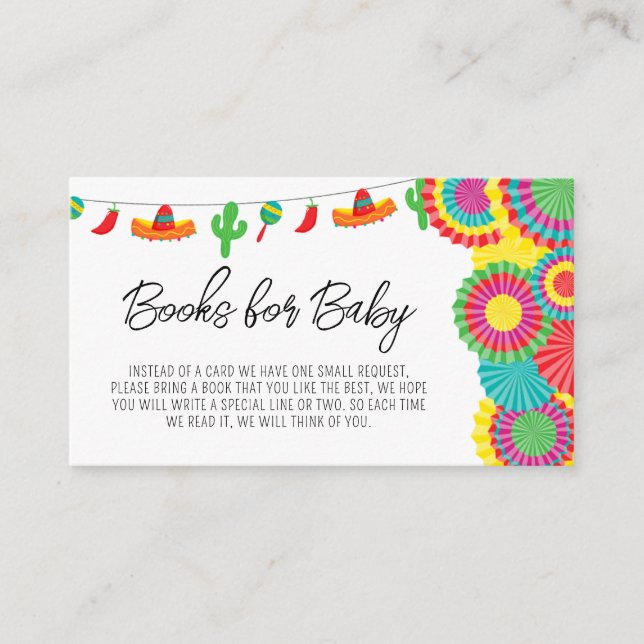 Mexican Taco 'Bout A Baby Shower Books for Baby Enclosure Card (Front)