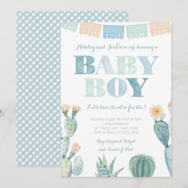 Mexican Taco Bout a Fiesta Baby Shower for Boy Invitation (Front/Back)
