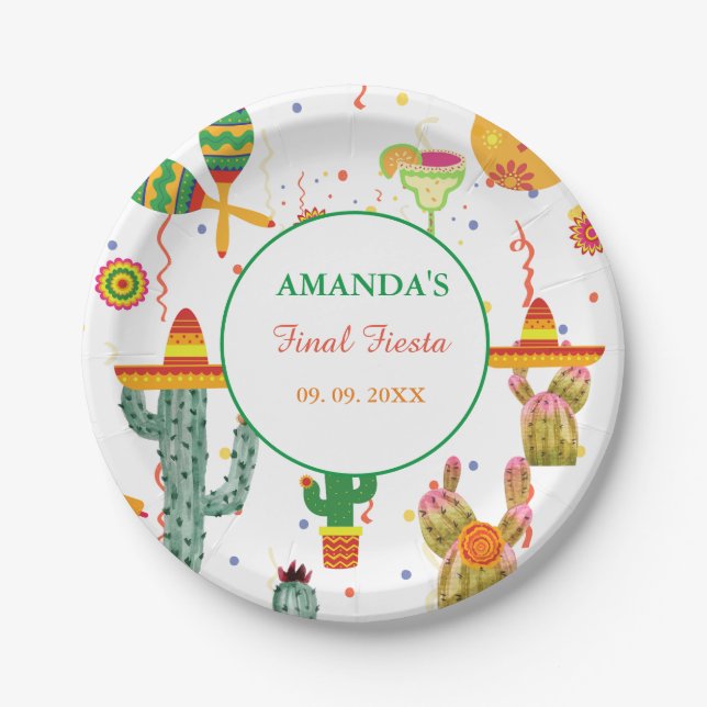 Mexican Taco Bout Love Bachelorette Party Favour Paper Plate (Front)