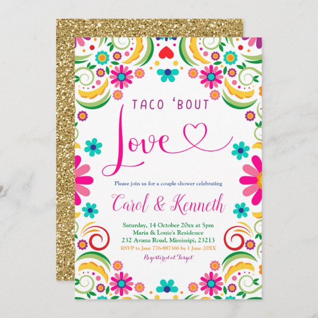 Mexican Taco 'bout Love Couple Shower Invitation (Front/Back)