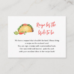 Mexican Taco Bring a recipe request Bridal Shower Enclosure Card