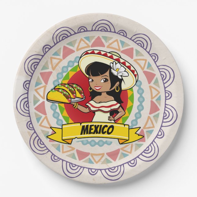 Mexican Taco Paper Plates (Front)