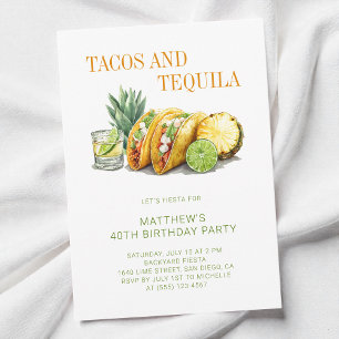 Mexican Tacos and Tequila 40th Birthday Party Invitation